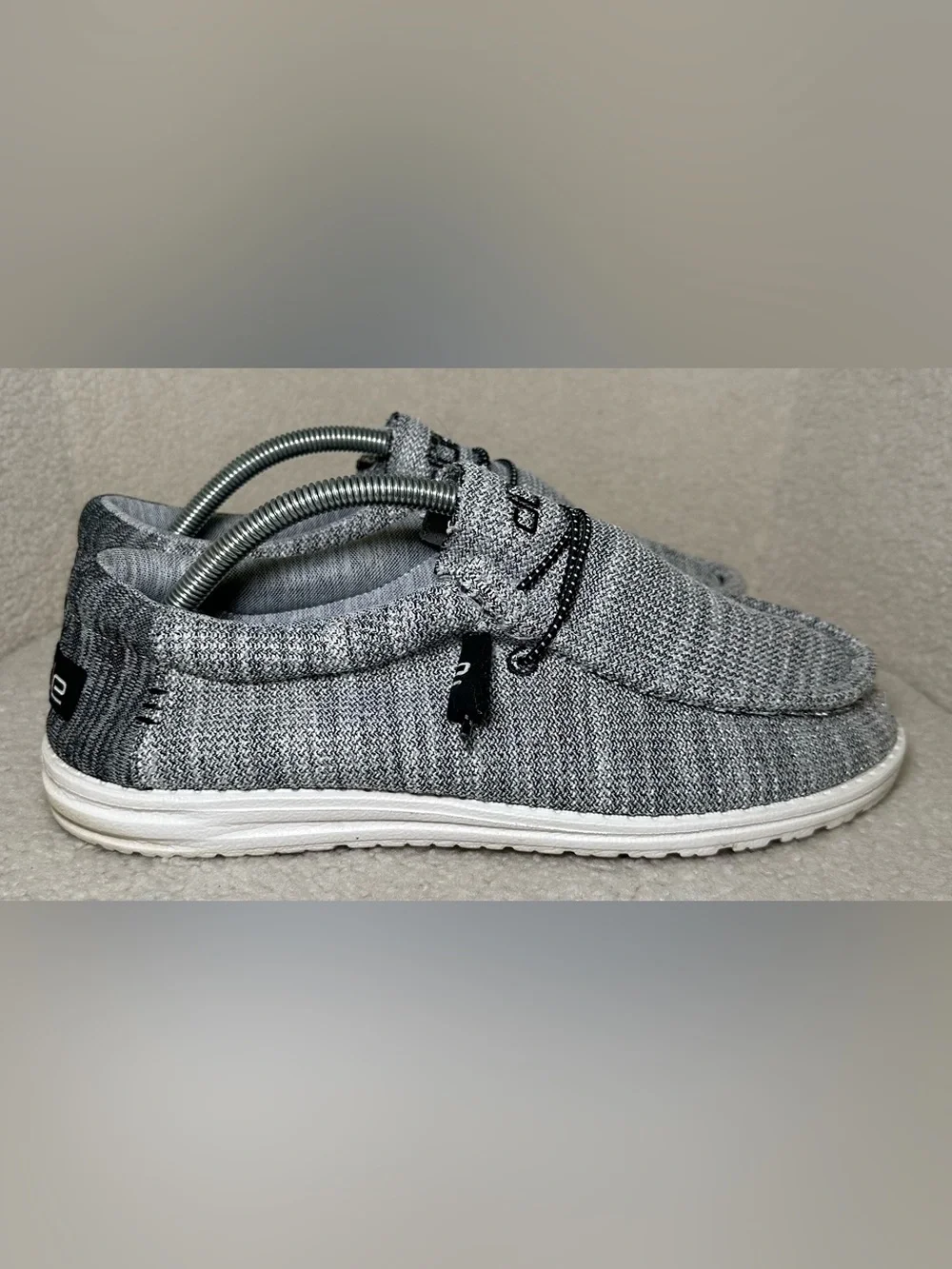 Hey Dude Wally Stretch Yin Yang Loafers Gray Lightweight Casual Slip On Shoes 10